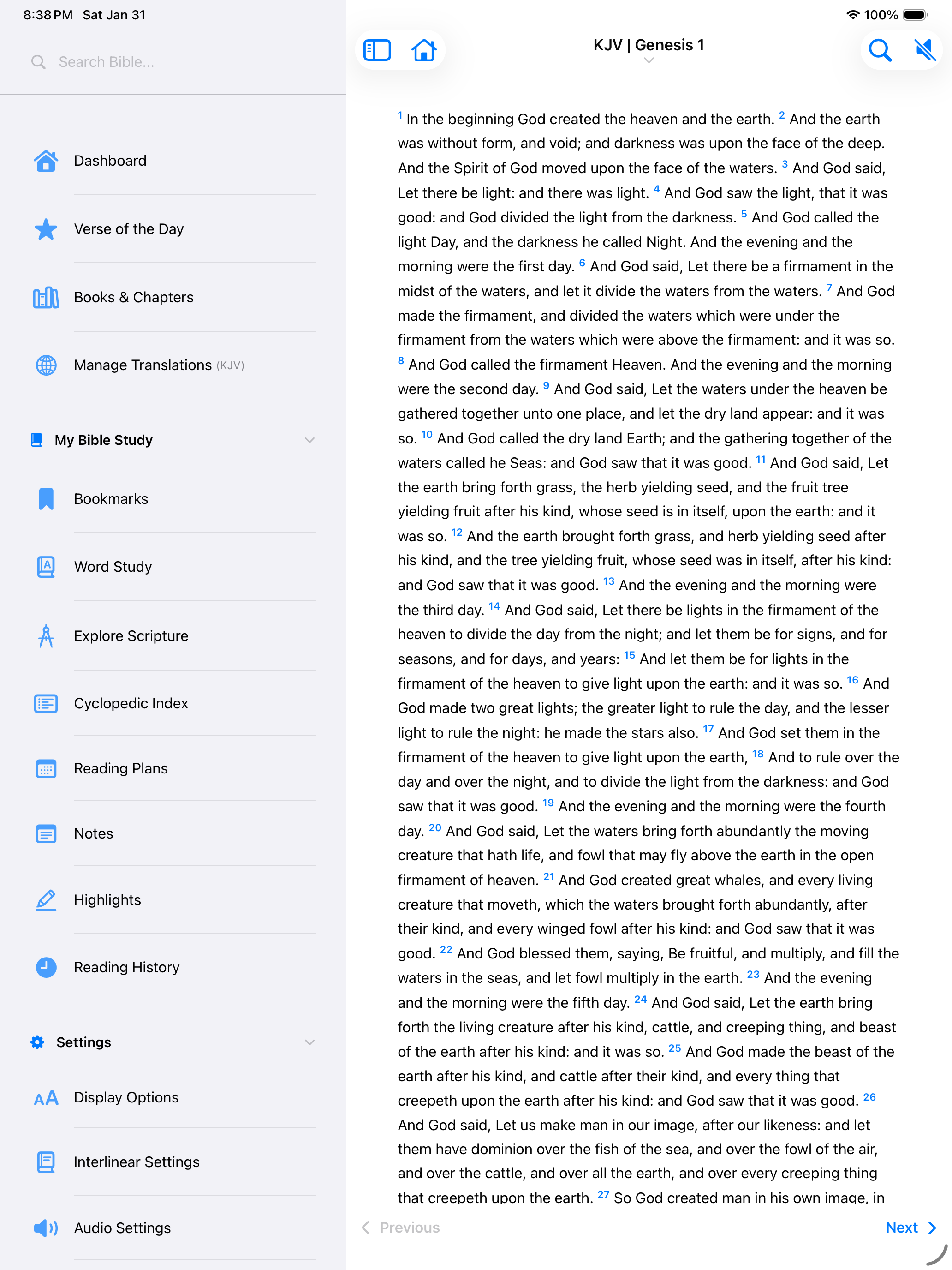 The Better Bible on iPad with split view