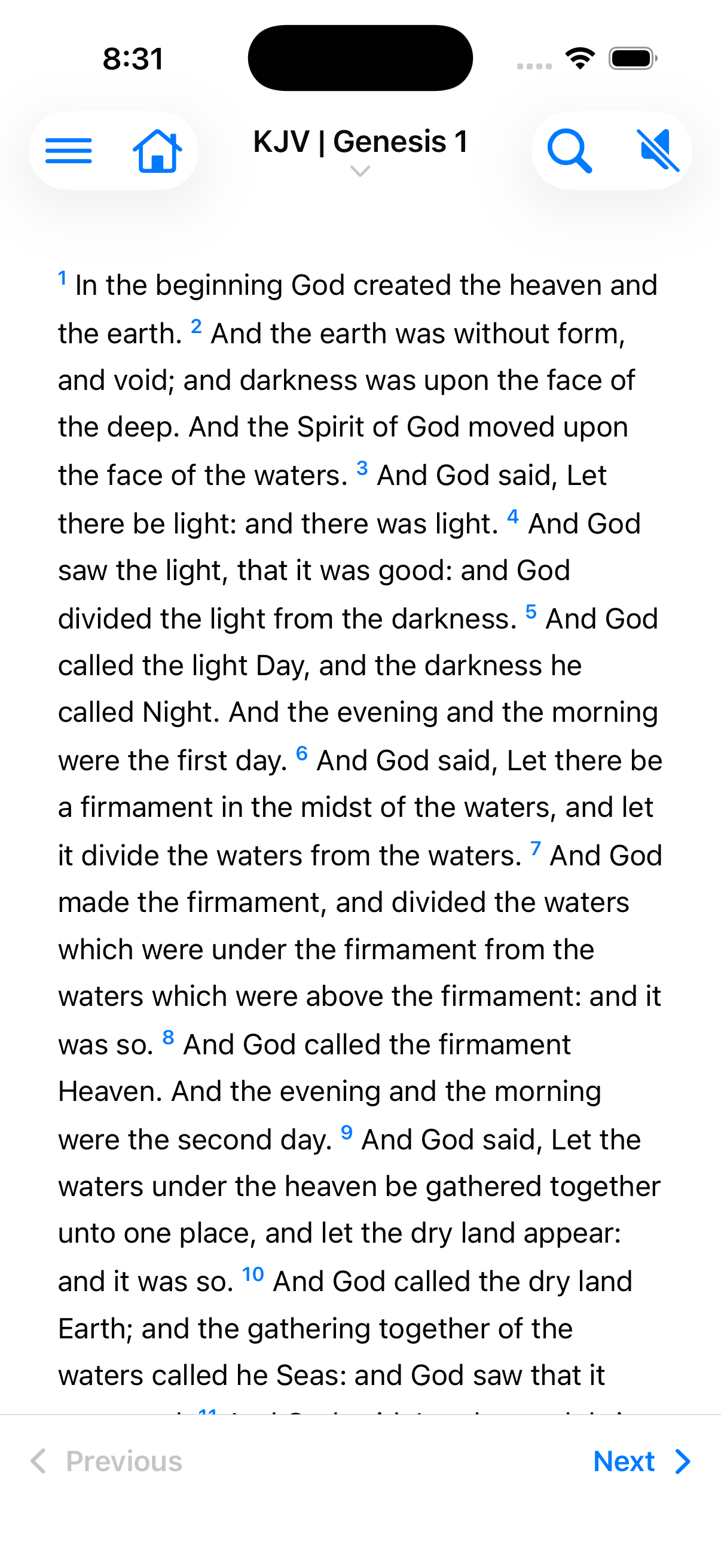 Reading Genesis 1 in the Better Bible app