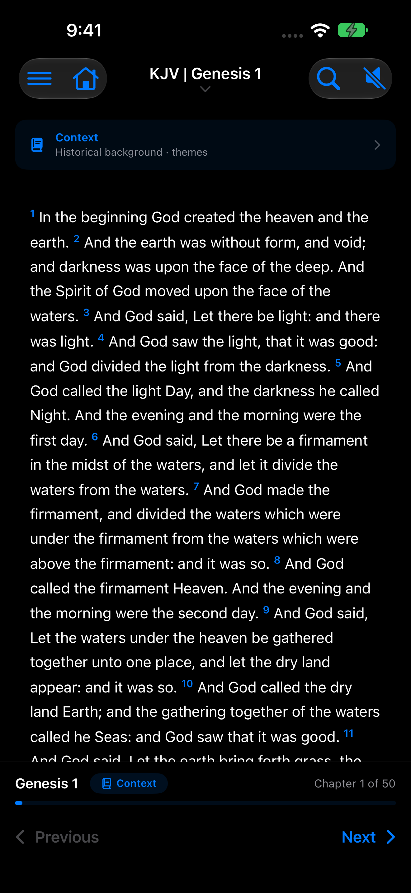 Reading Genesis 1 in the Better Bible app