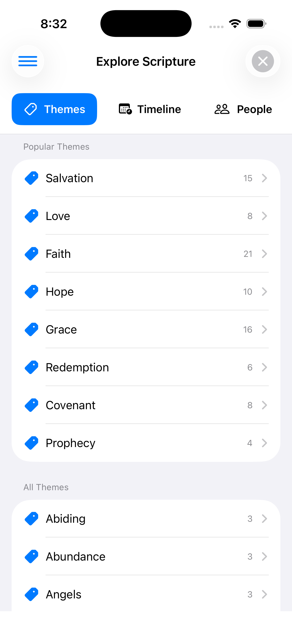 Explore Scripture by themes